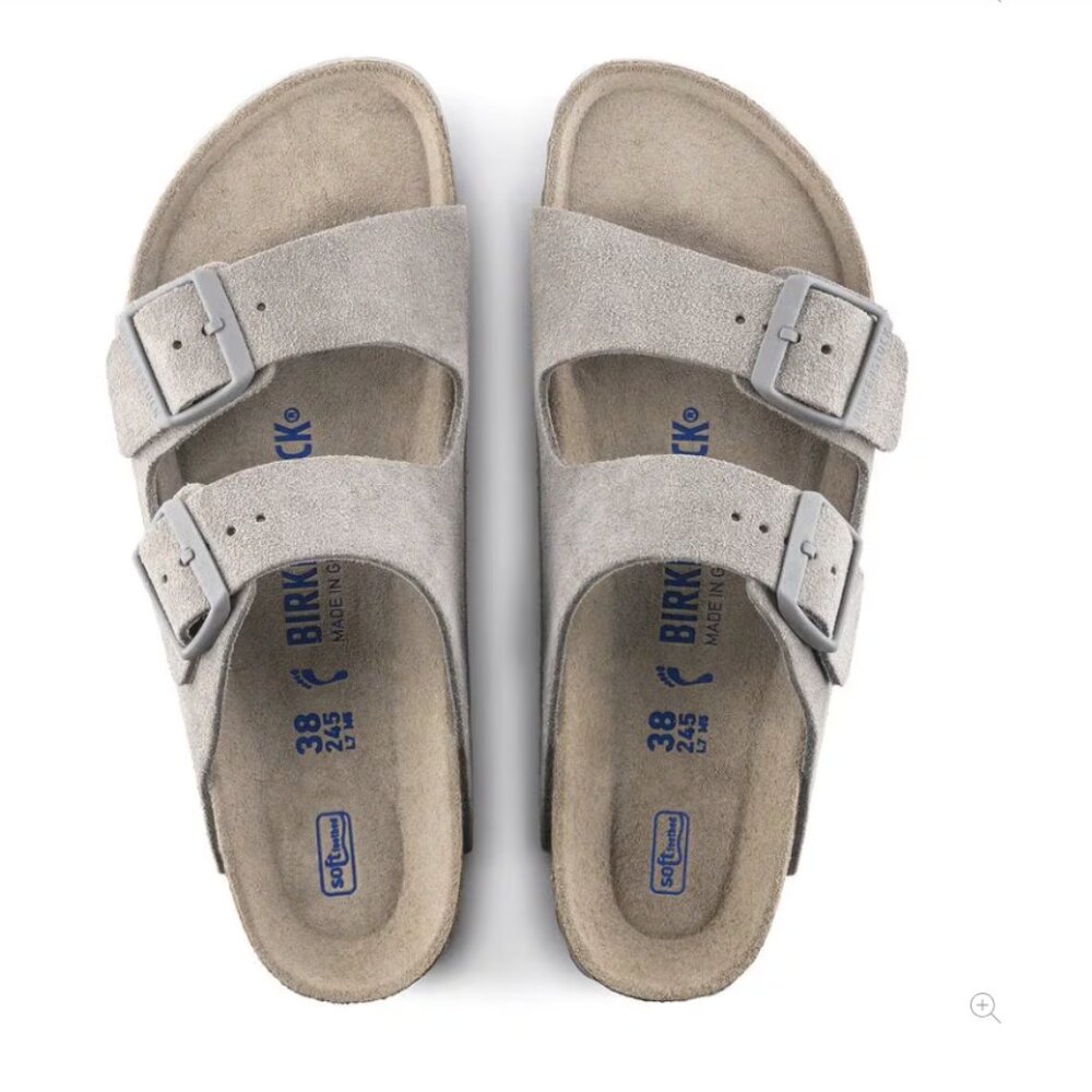 BIRKENSTOCK Shoes-Arizona Stone/Beige Suede Sandal-Soft Footbed-Excellent-Sz 37